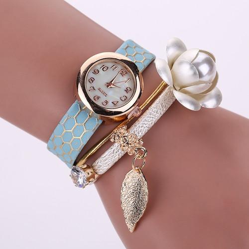 Women's Leather Vintage Flower Bracelet Watch In 6 Colors! - TrendSettingFashions 