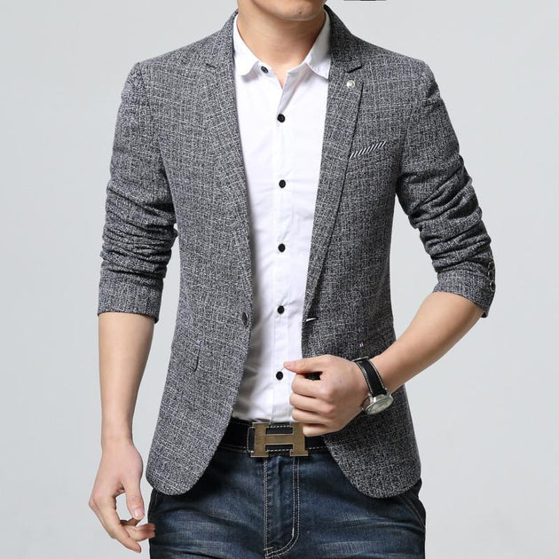 Men's Turn-Down Collar Suit Blazer - TrendSettingFashions 