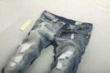 Men's Light Washed Ripped Grey Jeans - TrendSettingFashions 