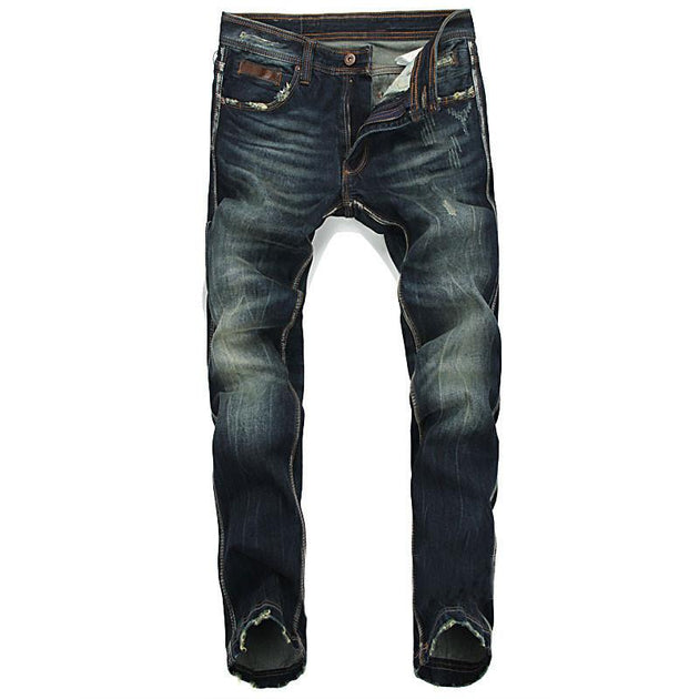 Men's Distressed Washed Denim Blues - TrendSettingFashions 