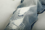 Men's Light Washed Ripped Grey Jeans - TrendSettingFashions 