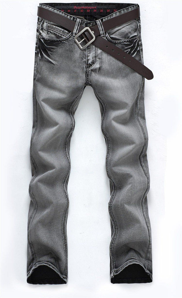Men's Water Washed Light Grey Jeans - TrendSettingFashions 