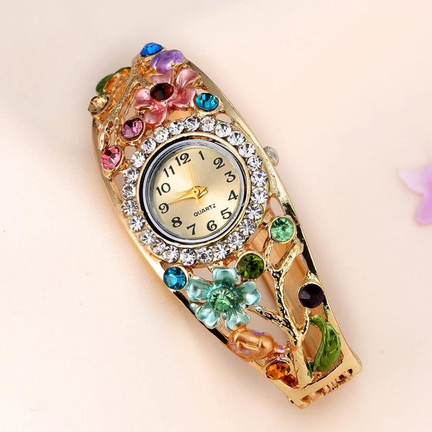 Women's Flower And Branch Glass Watch - TrendSettingFashions 