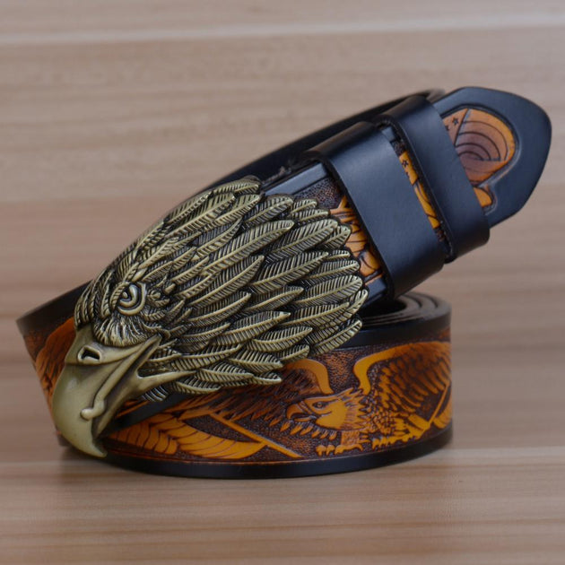 Men's Bald Eagle Leather Belt - TrendSettingFashions 