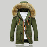Men's Windproof Detachable Fur Hooded Jacket In 3 Color Options - TrendSettingFashions 