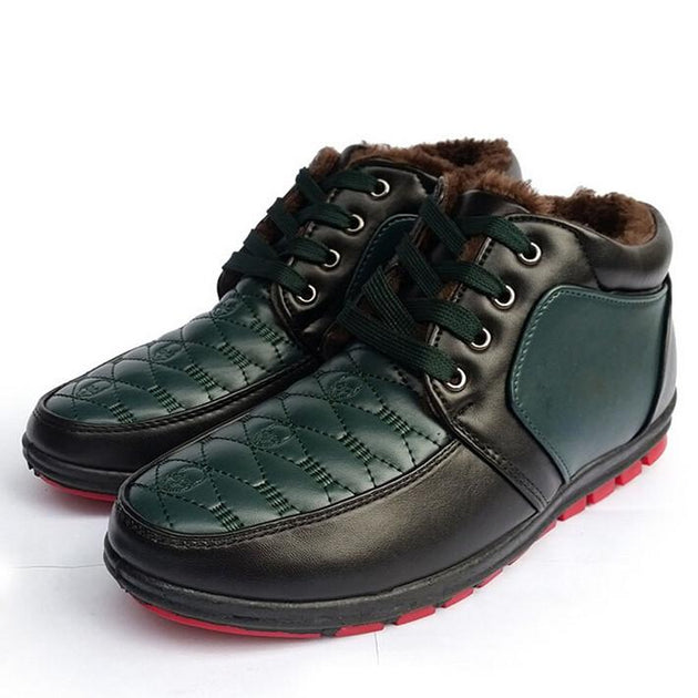 Men's Winter Warm Patchwork Boots 2 Colors - TrendSettingFashions 