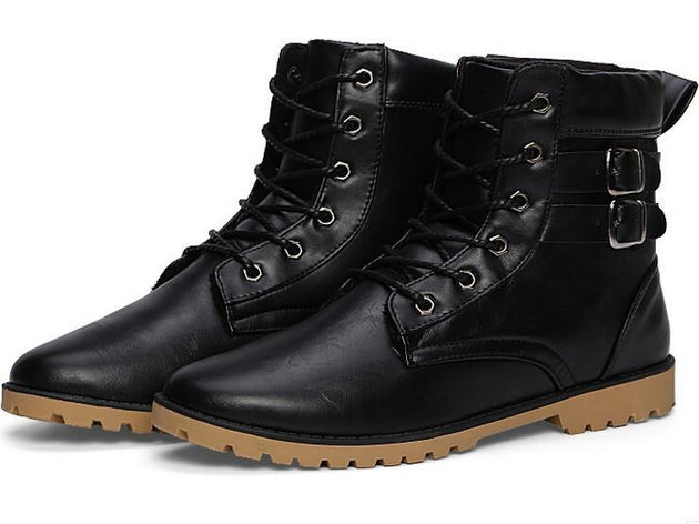 Retro Men's Buckle Boots 2 Color Options - TrendSettingFashions 