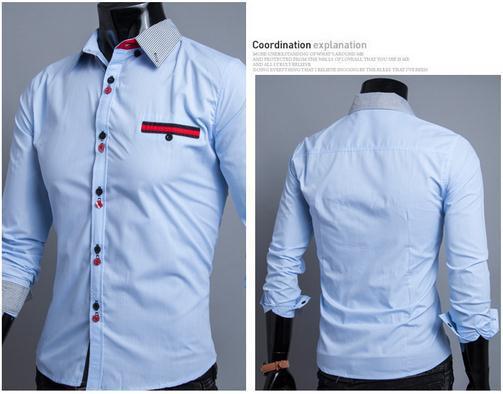 Men's Striped Collar 2 Button Fashion Dress Shirt - TrendSettingFashions 