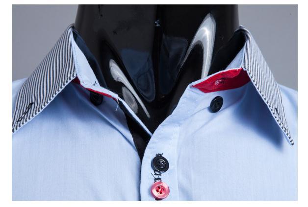 Men's Striped Collar 2 Button Fashion Dress Shirt - TrendSettingFashions 