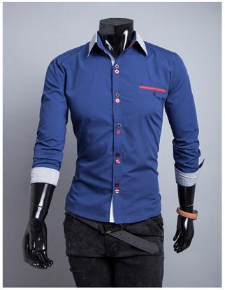 Men's Striped Collar 2 Button Fashion Dress Shirt - TrendSettingFashions 