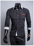 Men's Striped Collar 2 Button Fashion Dress Shirt - TrendSettingFashions 