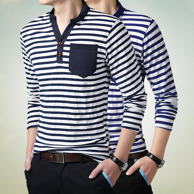 Men's Fashion Striped T-Shirt - TrendSettingFashions 