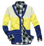 Men's V-Neck Multi Colored Cardigan - TrendSettingFashions 