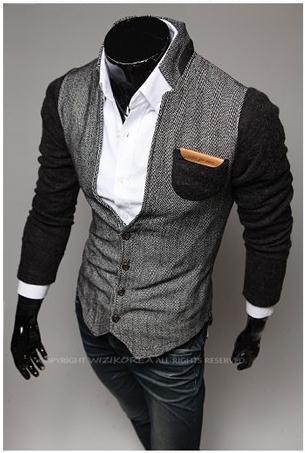 Men's Fashion Cardigan With High Collar - TrendSettingFashions 