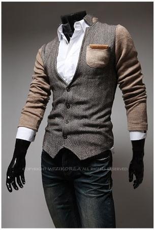 Men's Fashion Cardigan With High Collar - TrendSettingFashions 