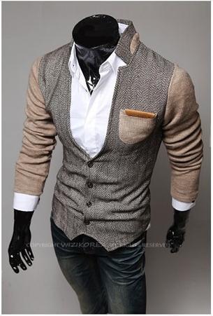 Men's Fashion Cardigan With High Collar - TrendSettingFashions 