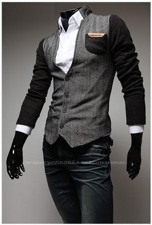 Men's Fashion Cardigan With High Collar - TrendSettingFashions 