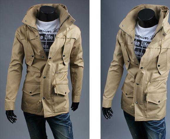 Men's High Collar Hooded Jacket - TrendSettingFashions 
