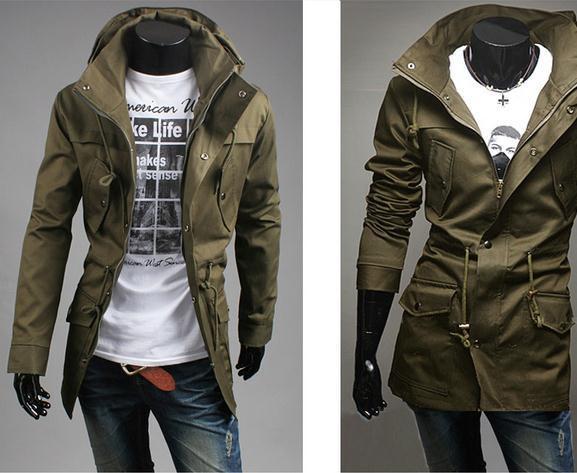 Men's High Collar Hooded Jacket - TrendSettingFashions 