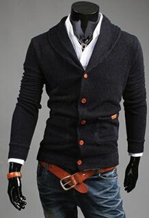 Men's Leather Patchwork Cardigan - TrendSettingFashions 