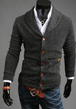 Men's Leather Patchwork Cardigan - TrendSettingFashions 