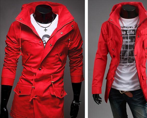 Men's High Collar Hooded Jacket - TrendSettingFashions 