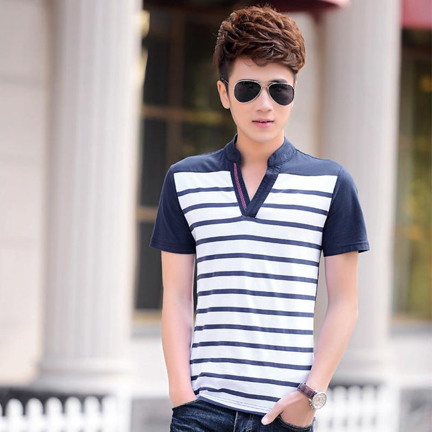 Men's Short Sleeve Striped Shirt - TrendSettingFashions 