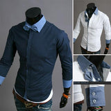 Men's Business Multi Color Collar, Sleeve Shirt - TrendSettingFashions 