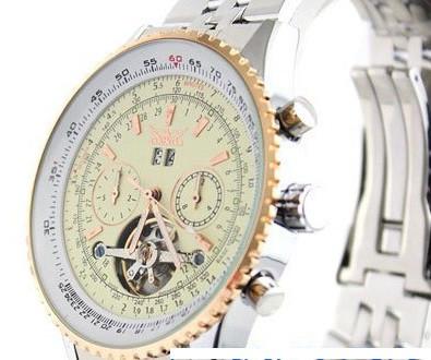 Men's Luxury Stainless Steel Watch, Gold Trim - TrendSettingFashions 