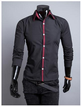 Men's Dress Shirt with Stripe Middle - TrendSettingFashions 