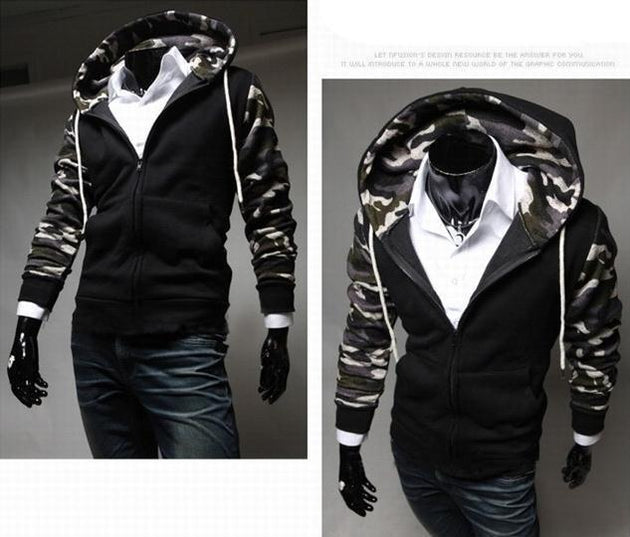 Men's Full Zip Arm/Hood Camo Hoodie - TrendSettingFashions 