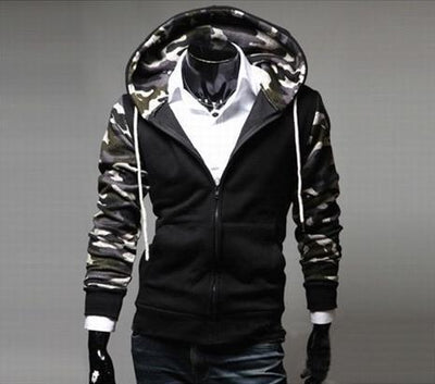 Men's Full Zip Arm/Hood Camo Hoodie - TrendSettingFashions 