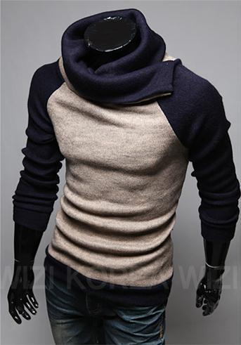 Men's High Collar Pullover Sweater - TrendSettingFashions 